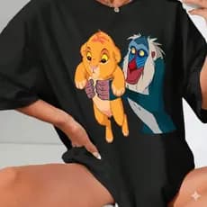Camiseta de algodão masculina do Rei Leão design tamanho camiseta de manga curta