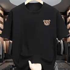 Camiseta confortável  manga curta com estampa de Urso de moda masculina adequada para atividades diárias casuais casual
