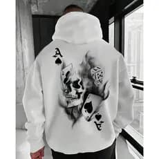 Moletom Canguru Masculino Streetwear Casaco Estampado Cartas Caveira Blusa de Frio Moda Inverno