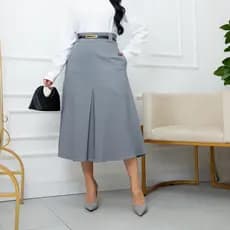 Saia Feminina Midi Ester – Linho Confortável e Elegante Sofisticada