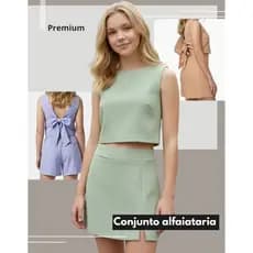 Conjunto Feminino Infantil Juvenil Blusa Shorts Saia Verão