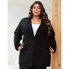 Casaco Feminino Plus Size Lã Batida Sobretudo Inverno G1 G2