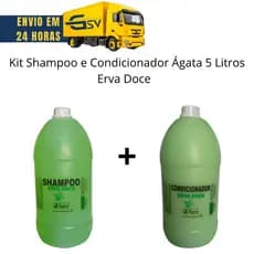 Kit Shampoo e Condicionador Agata Erva Doce  5 litros - Shampoo e condicionador 5 Litros Galão Agata
