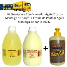 Kit Shampoo + Condicionador Galão 2 Litros + Creme de Pentear 300 Ml  Ágata Manteiga de Karité