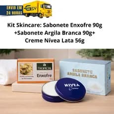 Kit Skincare: Sabonete Enxofre 90g+ Sabonete Argila Branca 90G Tropical+ Creme Nívea Lata 56g