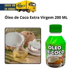 Óleo De Coco Extra Virgem 200 ML - Oleo de coco extra virgem puro 200 ml - Óleo Puro