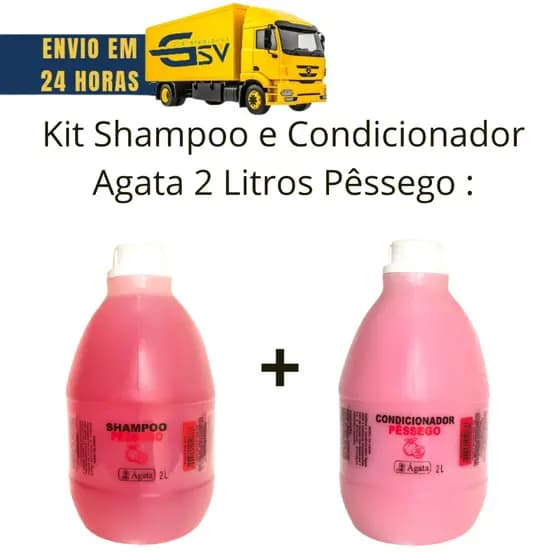 Kit Shampoo e Condicionador Agata  Pêssego 2 Litros -  Galão 2 Litros Ágata Shampoo e condicionador