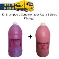 Kit Shampoo e Condicionador Agata  Pêssego 5 Litros -  Galão 5 Litros Ágata Shampoo e condicionador