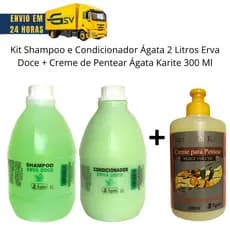 Kit Shampoo + Condicionador Erva Doce Galão 2 Litros + Creme de Pentear 300 Ml Ágata Karite