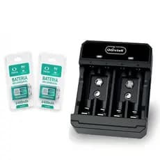 Carregador Bateria Pilha Aa/aaa/9v +Kit 2 Baterias Recarregável 9v (S28)