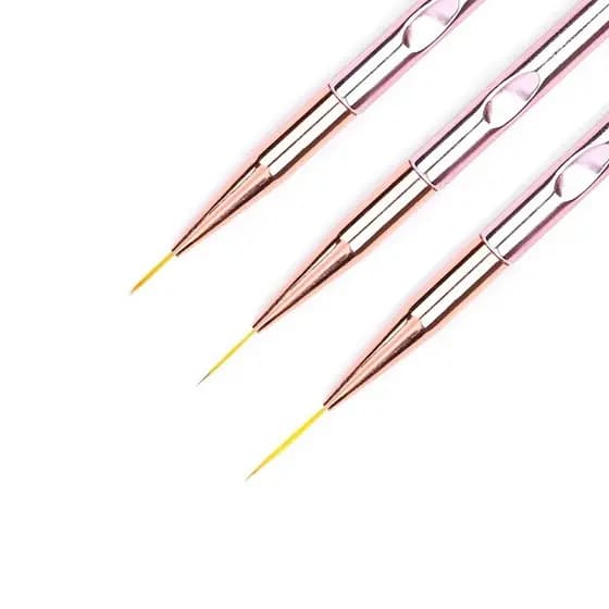 3 Pinceis Fino para Decoração Unha Nail Art Rose Perolado Helen Color Perfeito (S28)