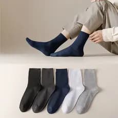 Meias masculinas de cano médio, meias masculinas de outono e inverno, meias de algodão de cor sólida estilo outono, meia