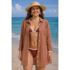 Chemise leve Simples Praia  Férias