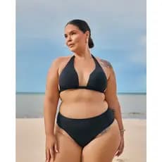 Calcinha biquíni plus size drapeada na lateral simples casual férias praia