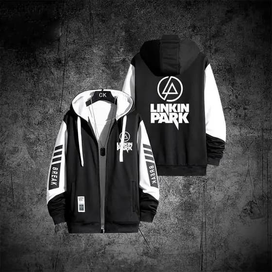Linkin Park Linkin Park Linkin Park Música Rock Moletom com Zíper Cardigã Jaqueta Casaco ATN6