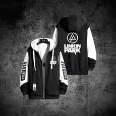 Linkin Park Linkin Park Linkin Park Música Rock Moletom com Zíper Cardigã Jaqueta Casaco ATN6