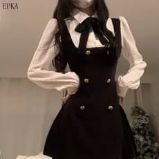 Vestidos Femininos A.t.a Cintura Fechada Slim Alça Francesa Falsos Dois Vestidos OEAS