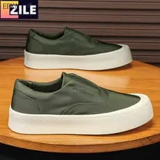 Novos Sapatos Masculinos com Sola Grossa Antiderrapante Sapatos Casuais de Lona Slip-On Wear-Re OEAS