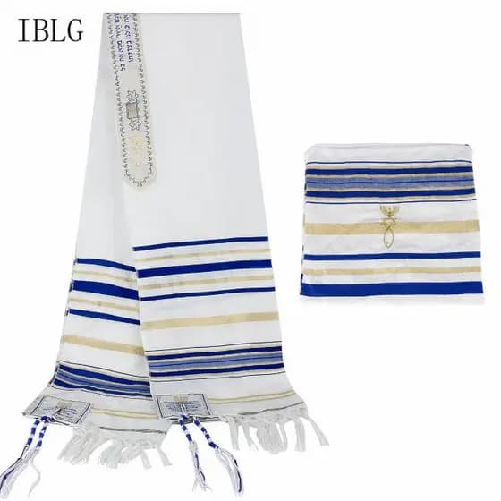Manto de Oração Judaico Messiânico, Tallit com Bolsa Correspondente T3091