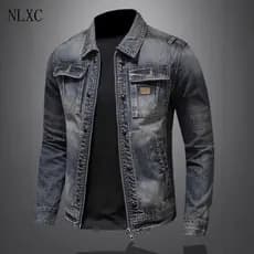 Jaqueta Jeans Retrô Masculina - Estilo Motociclista e Corte Slim Estilo Coreano H9043