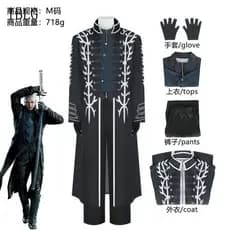 Conjunto de Cosplay de Halloween do Vergil de Devil May Cry 5, Jaqueta Corta-Vento, Fantasia para Apresentação em Palco