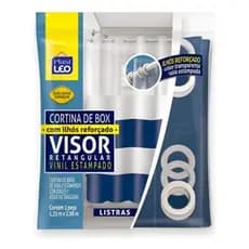 Cortina De Box Banheiro Vinil Estampado Com Ilhós 1,35m X 2m Cor Visor Estampado Listras