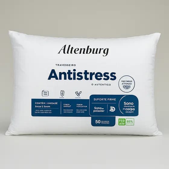 Travesseiro Altenburg Antistress Antialérgico 50cm x 70cm Toque Acetinado Macio Suporte Firme