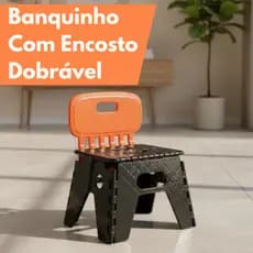 Banquinho Dobrável com Encosto Arqplast Preto - Leve, Resistente e Portátil