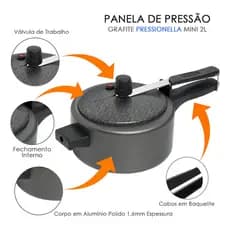 Panela De Pressão 2 Litros Teflon Antiaderente Fechamento Interno Inmetro Alumínio Resistente Ramos
