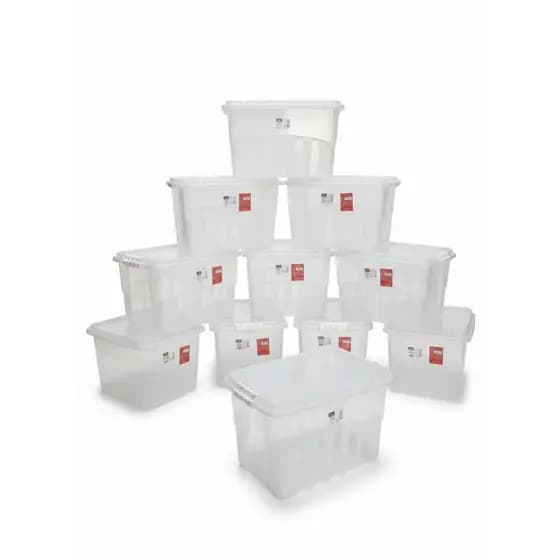 KIT 10 Caixas Organizadora com Tampa Grande Transparente Gran Box 19L