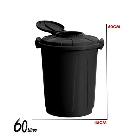 Cesto de Lixo 60L com Tampa Basculante que Impede Odores