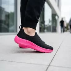 Tênis Slip On MV3 Casual Esportivo Preto Solado Colorido Fácil De Calçar Sem Cadarço