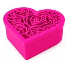 Caixa Presente Coração Com Tampa Decorativa Rosa
