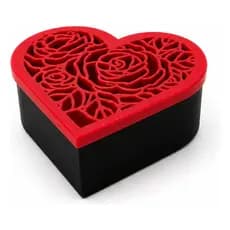 Caixa Decorativa Presente Coração Com Tampa Preto E Vermelho