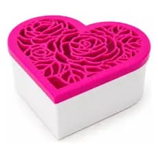 Caixa Presente Coração Com Tampa Decorativa Rosa E Branco