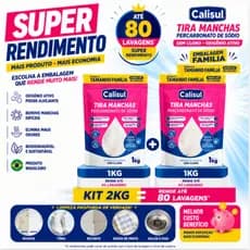 Kit 2 kg Percarbonato de Sódio 100% Puro Alvejante Granulado Tira Mancha Roupa Branca Coloridas Limpeza