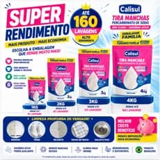 Alvejante Percarbonato de Sódio Calisul 100% Puro Sem Cloro Limpeza Roupas Brancas e Coloridas Clareador Tira Manchas