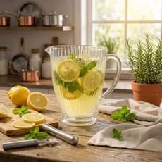 Jarra de Vidro Canelado Sofia 1,3L Elegante ✨ | Jarra para Água, Suco e Bebidas – Mesa Sofisticada