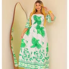 Vestido Ciganinha Longo Azul e Branco – Moda Praia e Verão Feminina