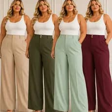 Calça Pantalona Social Alfaitaria Premiun Feminina  Elegante Com 2 Botoes Dorados Promocion Tamanhos M G GG