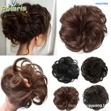 Apliques De Cabelo Elegantes De Casamento Para Mulheres – Chignon Encaracolado Bagunçado , Extensões De Elásticos Macios