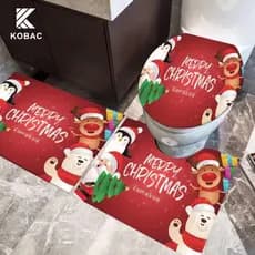 Conjunto de 3 tapetes de banheiro fofos de Papai Noel para banheiro/entrada
