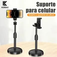 Suporte Giratório 360° para Celular | Tripé de Mesa Ajustável para Selfies e Vídeos Profissionais