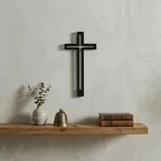 Crucifixo 20cm Parede Preto Moderno Lindo Minimalista Sofisticado Decoração Escritório Católico Religioso