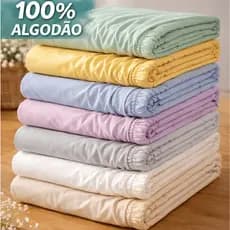 Lençol Com Elástico 100% Algodão Solteiro Casal Queen King Respirável Antialérgico