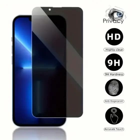 KIT5 Premium Anti-Spy 3D Privativa Vidro Temperado para iPhone 17, XS, XR e Modelos 11/12/13/14/15/16 Pro Max