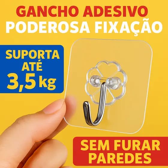 Super Aderência Gancho Adesivo Parede - Modelo Transparente Invisível