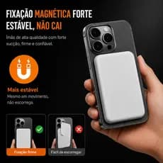 Power Bank Magnético 10000mAh Ultra Fino Carregamento Rápido 15W Compatível iPhone 12 ao 17