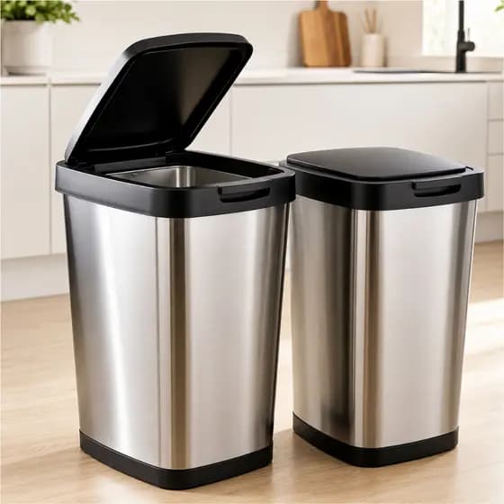 Jogo 1 ou 2 Lixeiras 9L Estilo Inox Tampa Click Cozinha Banheiro Escritório Moderna Compacta Premium