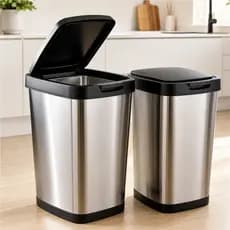 Jogo 1 ou 2 Lixeiras 9L Estilo Inox Tampa Click Cozinha Banheiro Escritório Moderna Compacta Premium